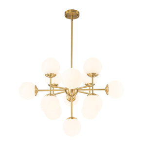 LightFixturesUSA-Brass Sputnik Opal Glass Globe Tiered Bubble Chandelier-Ceiling Light-Brass-