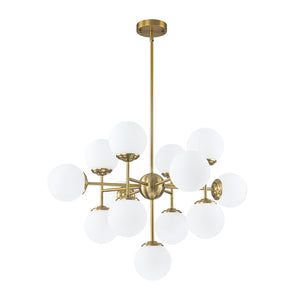 LightFixturesUSA-Brass Sputnik Opal Glass Globe Tiered Bubble Chandelier-Ceiling Light-Brass-