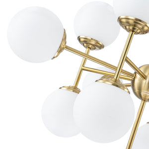 LightFixturesUSA-Brass Sputnik Opal Glass Globe Tiered Bubble Chandelier-Ceiling Light-Brass-