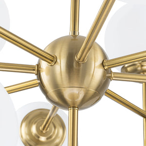 LightFixturesUSA-Brass Sputnik Opal Glass Globe Tiered Bubble Chandelier-Ceiling Light-Brass-