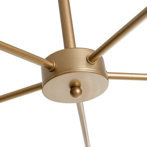 LightFixturesUSA - Brass Striped Ribbed Glass Globe 5 - light Sputnik Chandelier - Chandelier - Brass - 