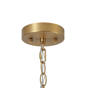 LightFixturesUSA - Brass White Fabric Drum Cage Semi Flush Dual Mount Chandelier - Chandelier - 18.9 in - 