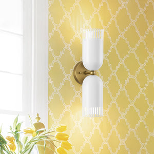 LightFixturesUSA-Brass White Tulip 2-Light Up Down Hourglass Vanity Wall Sconce-Wall Sconce-1 Pack-