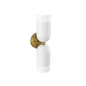 LightFixturesUSA-Brass White Tulip 2-Light Up Down Hourglass Vanity Wall Sconce-Wall Sconce-2 Packs-