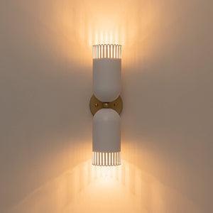 LightFixturesUSA-Brass White Tulip 2-Light Up Down Hourglass Vanity Wall Sconce-Wall Sconce-2 Packs-