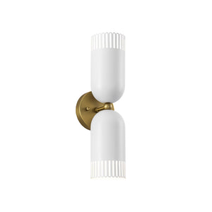 LightFixturesUSA-Brass White Tulip 2-Light Up Down Hourglass Vanity Wall Sconce-Wall Sconce-2 Packs-