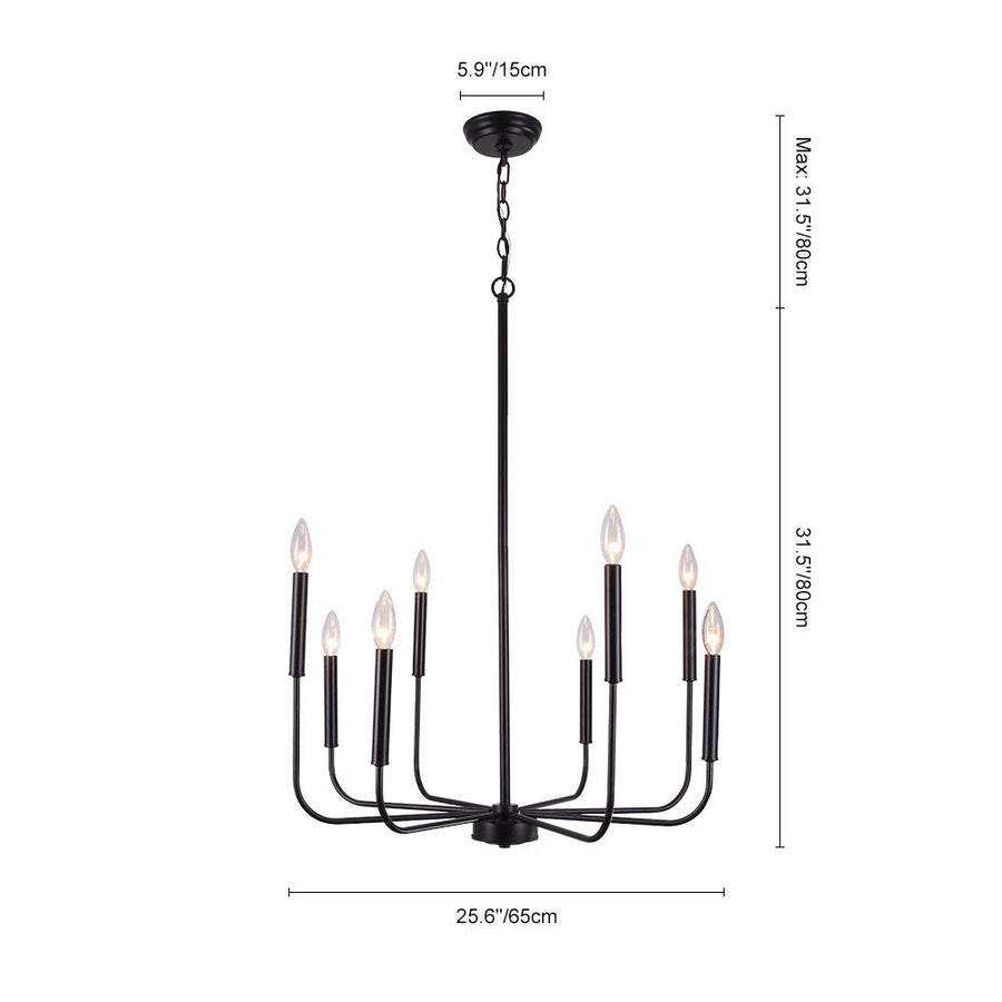 LightFixturesUSA-Candle Style Simple Metal Chandelier-Chandelier--