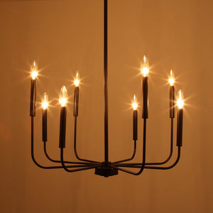 LightFixturesUSA-Candle Style Simple Metal Chandelier-Chandelier--