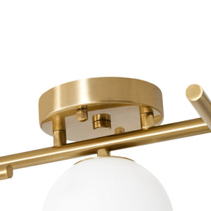LightFixturesUSA-Celestial 5-Light Opal Glass Linear Sputnik Semi Flush Chandelier-Ceiling Light-Brass-