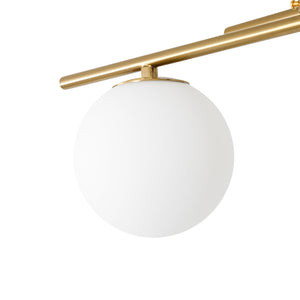 LightFixturesUSA-Celestial 5-Light Opal Glass Linear Sputnik Semi Flush Chandelier-Ceiling Light-Brass-