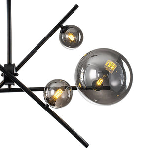 LightFixturesUSA-Celestial 6-Light Smoked Glass Globe Adjustable Sputnik Chandelier-Chandelier-Black-