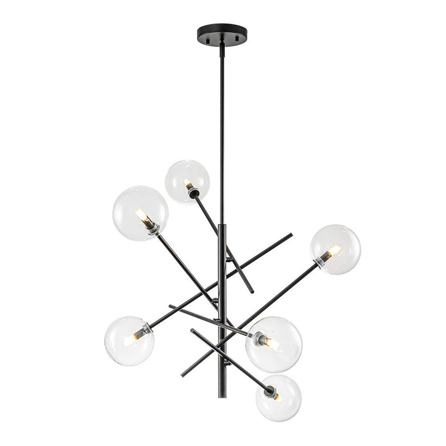 LightFixturesUSA - Celestial Glass Globe Sputnik Chandelier - Adjustable Linear Arm - Chandelier - Black - 