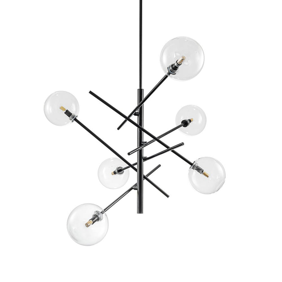 LightFixturesUSA - Celestial Glass Globe Sputnik Chandelier - Adjustable Linear Arm - Chandelier - Black - 