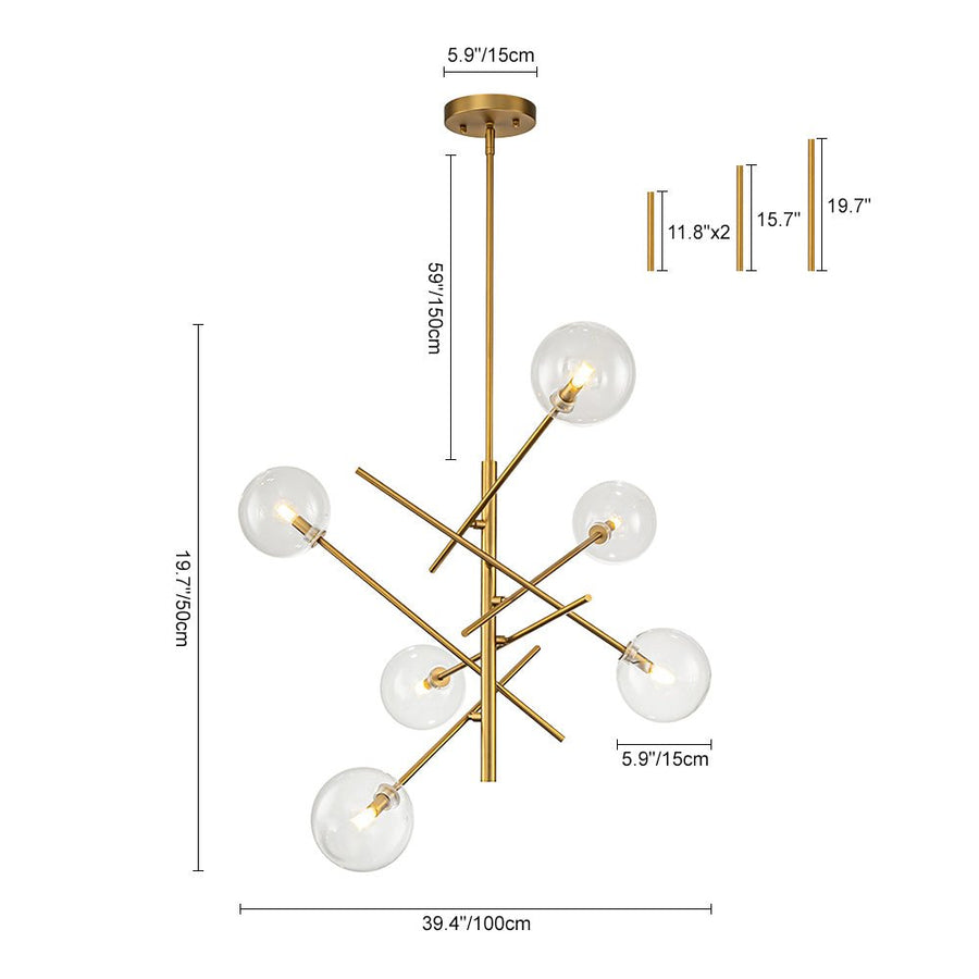 LightFixturesUSA - Celestial Glass Globe Sputnik Chandelier - Adjustable Linear Arm - Chandelier - Black - 