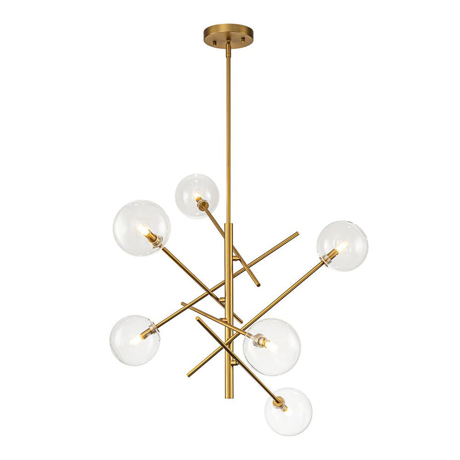 LightFixturesUSA - Celestial Glass Globe Sputnik Chandelier - Adjustable Linear Arm - Chandelier - Brass - 