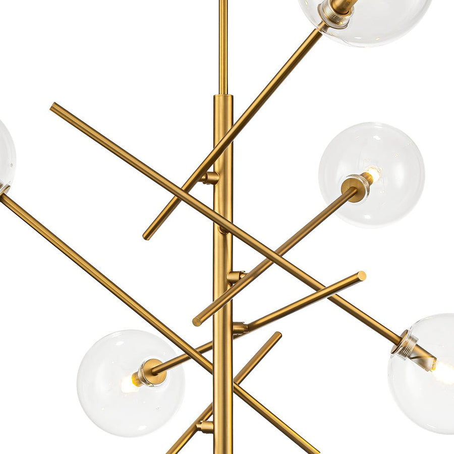 LightFixturesUSA - Celestial Glass Globe Sputnik Chandelier - Adjustable Linear Arm - Chandelier - Brass - 