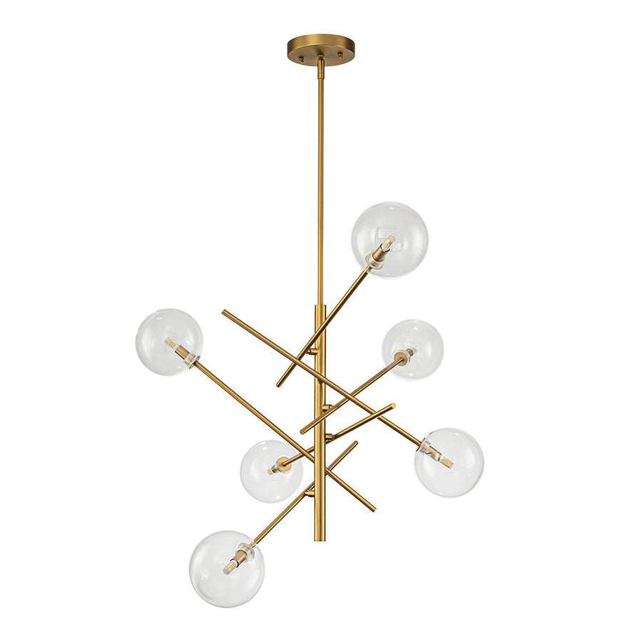 LightFixturesUSA - Celestial Glass Globe Sputnik Chandelier - Adjustable Linear Arm - Chandelier - Brass - 