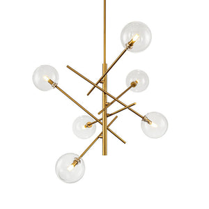 LightFixturesUSA - Celestial Glass Globe Sputnik Chandelier - Adjustable Linear Arm - Chandelier - Brass - 