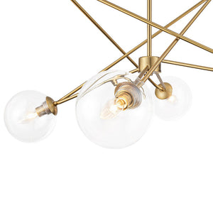 LightFixturesUSA - Celestial Glass Globe Staggered Linear Sputnik Chandelier - Chandelier - Brass - 