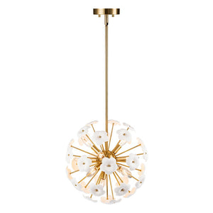 LightFixturesUSA-Ceramic Hoya Floral Brass Sunburst Sphere Chandelier-Chandelier-Brass-