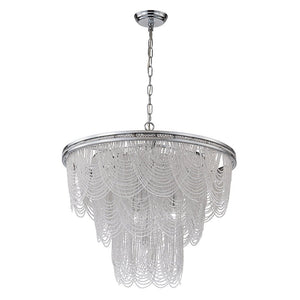 LightFixturesUSA - Chrome Glam 10 - Light Tiered Crystal Bead Round Chandelier - Chandelier - Chrome - 