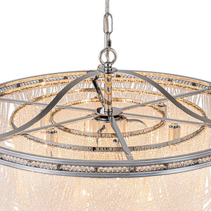 LightFixturesUSA - Chrome Glam 10 - Light Tiered Crystal Bead Round Chandelier - Chandelier - Chrome - 