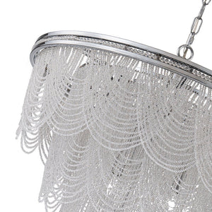 LightFixturesUSA - Chrome Glam 10 - Light Tiered Crystal Bead Round Chandelier - Chandelier - Chrome - 