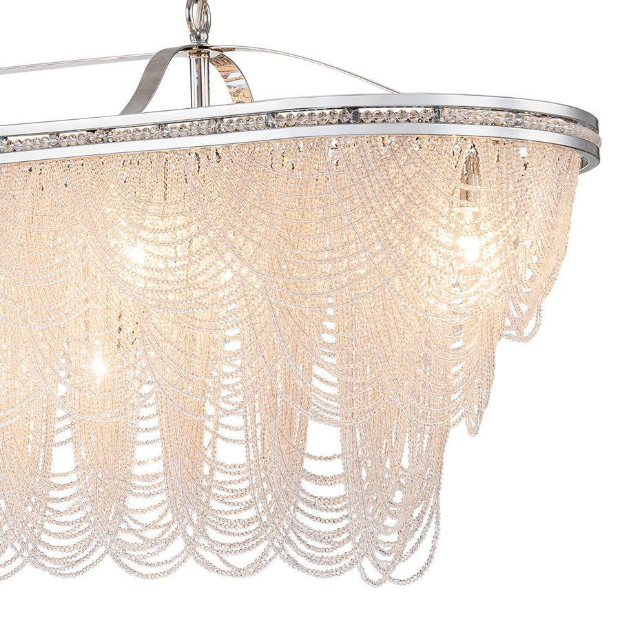 LightFixturesUSA - Chrome Luxe 8 - Light Tiered Crystal Bead Island Chandelier - Chandelier - Chrome - 