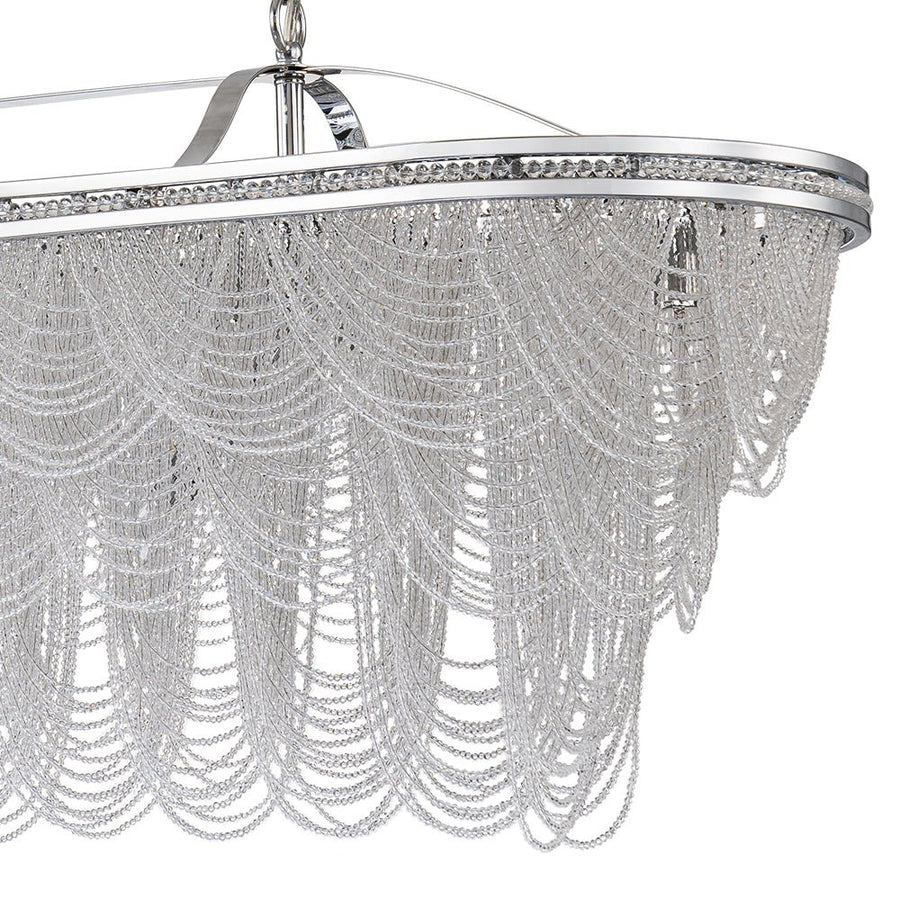 LightFixturesUSA - Chrome Luxe 8 - Light Tiered Crystal Bead Island Chandelier - Chandelier - Chrome - 