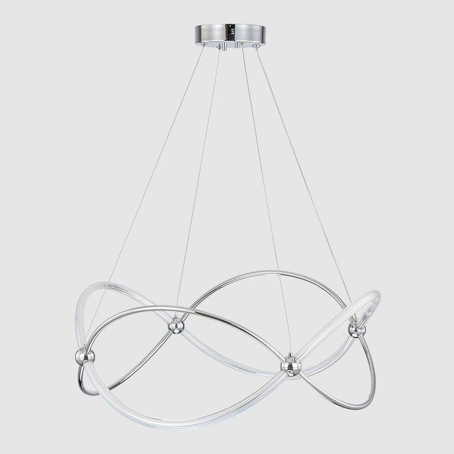 LightFixturesUSA - Chrome Twisted Weave Ribbon Warm LED Pendant Chandelier - Chandelier - Chrome - 