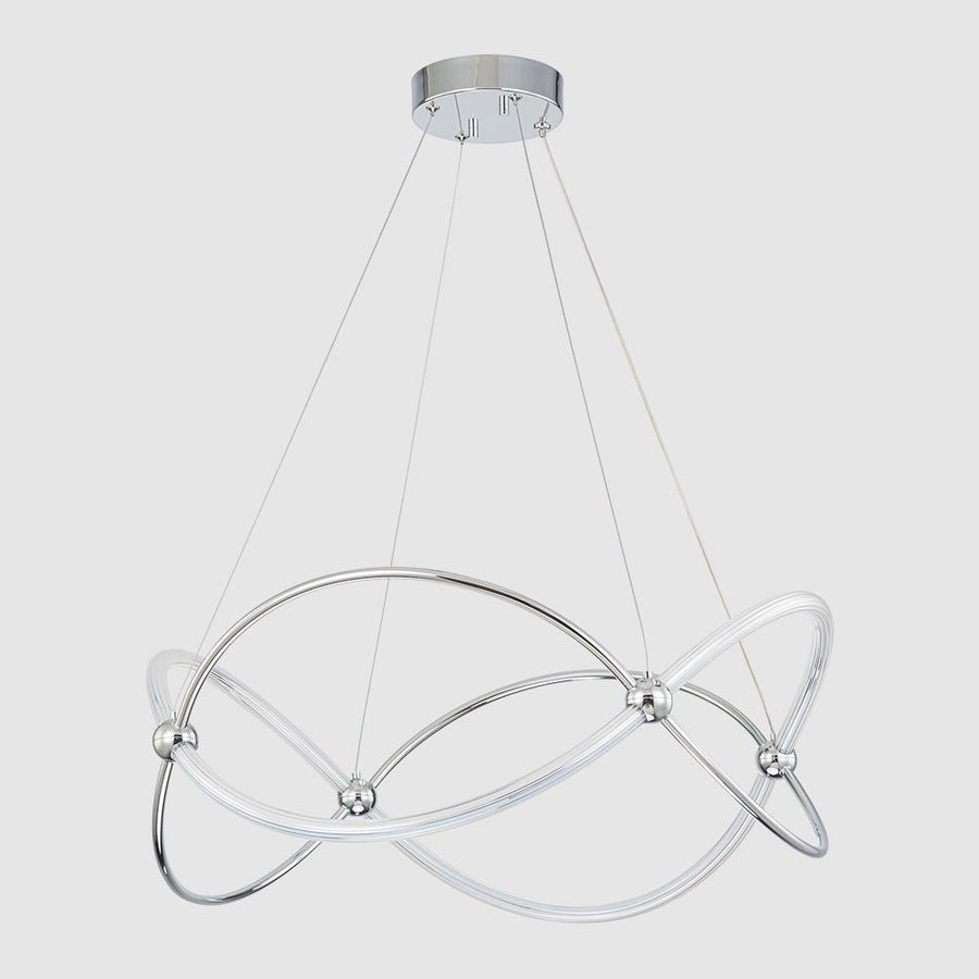 LightFixturesUSA - Chrome Twisted Weave Ribbon Warm LED Pendant Chandelier - Chandelier - Chrome - 