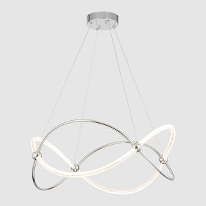 LightFixturesUSA - Chrome Twisted Weave Ribbon Warm LED Pendant Chandelier - Chandelier - Chrome - 