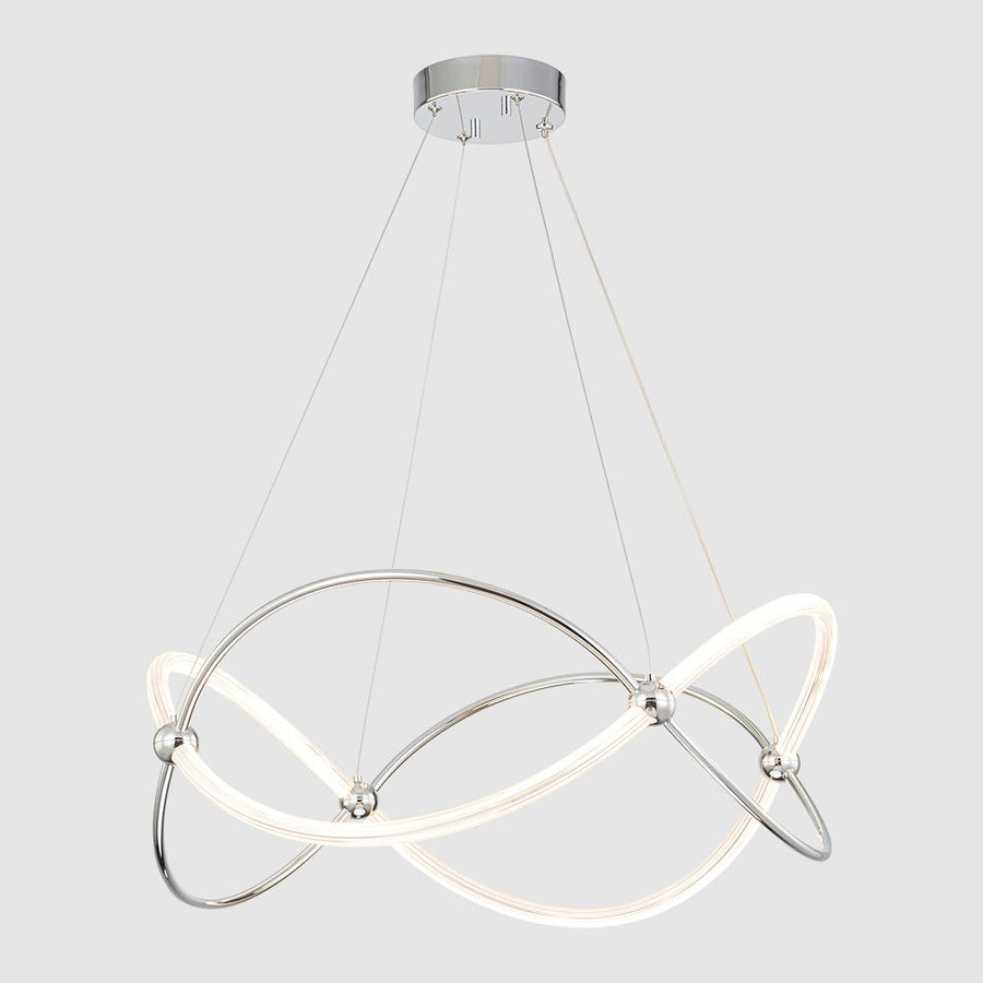 LightFixturesUSA - Chrome Twisted Weave Ribbon Warm LED Pendant Chandelier - Chandelier - Chrome - 