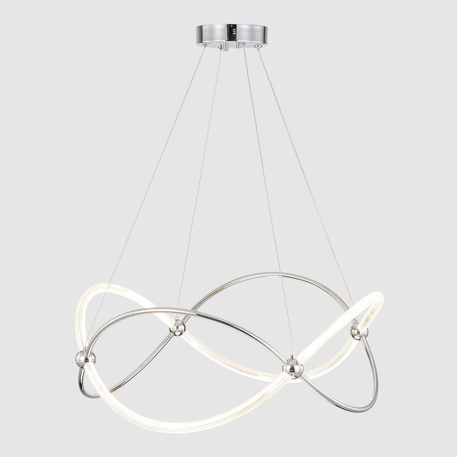 LightFixturesUSA - Chrome Twisted Weave Ribbon Warm LED Pendant Chandelier - Chandelier - Chrome - 