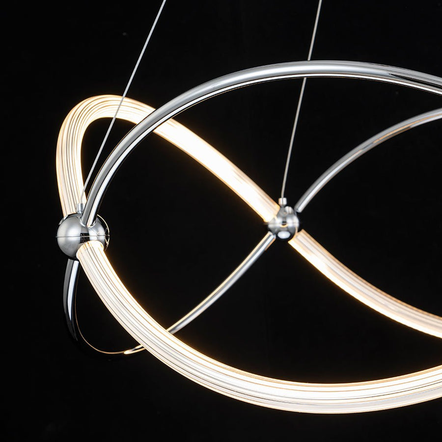 LightFixturesUSA - Chrome Twisted Weave Ribbon Warm LED Pendant Chandelier - Chandelier - Chrome - 