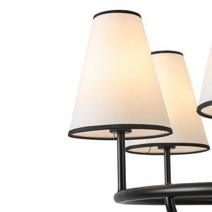 LightFixturesUSA - Classic 6 - Light Fabric Conical Shade Wheel Chandelier - Chandelier - Black - 