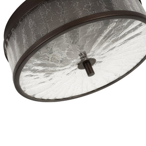 LightFixturesUSA - Clear Crackled Glass Drum Flush Mount Light - Ceiling Light - 12 in. - 