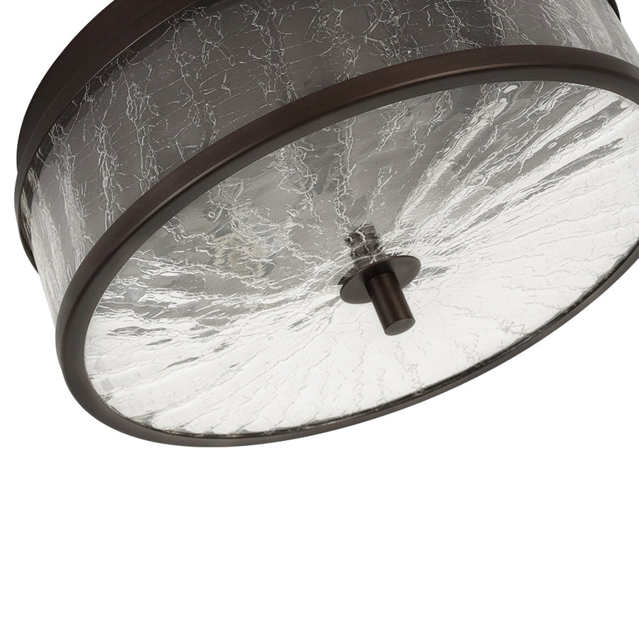 LightFixturesUSA - Clear Crackled Glass Drum Flush Mount Light - Ceiling Light - 12 in. - 