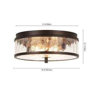 LightFixturesUSA - Clear Crackled Glass Drum Flush Mount Light - Ceiling Light - 12 in. - 