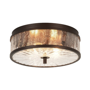 LightFixturesUSA - Clear Crackled Glass Drum Flush Mount Light - Ceiling Light - 12 in. - 