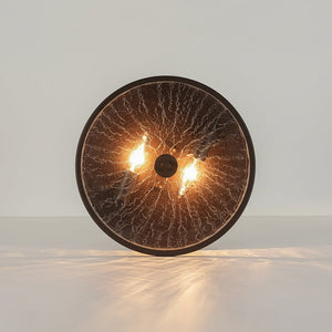 LightFixturesUSA - Clear Crackled Glass Drum Flush Mount Light - Ceiling Light - 12 in. - 