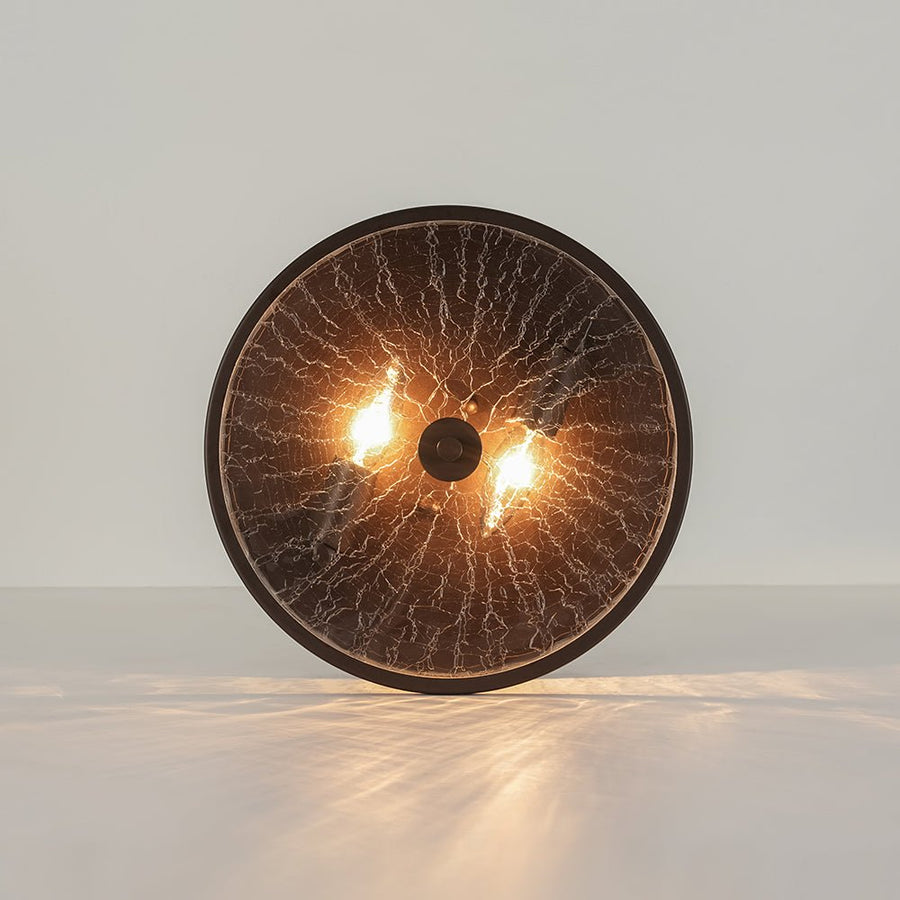 LightFixturesUSA - Clear Crackled Glass Drum Flush Mount Light - Ceiling Light - 12 in. - 