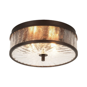 LightFixturesUSA - Clear Crackled Glass Drum Flush Mount Light - Ceiling Light - 12 in. - 