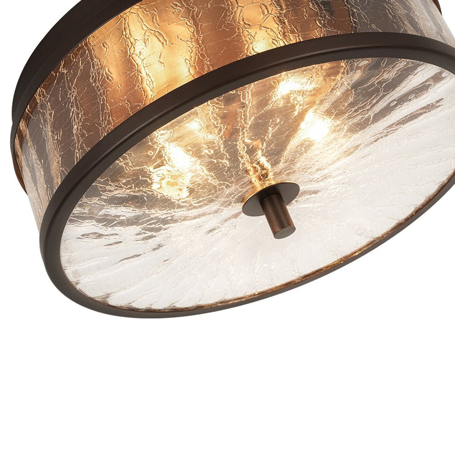 LightFixturesUSA - Clear Crackled Glass Drum Flush Mount Light - Ceiling Light - 12 in. - 