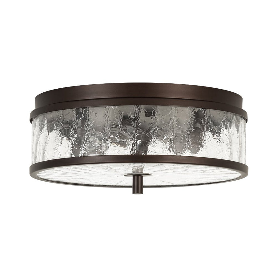 LightFixturesUSA - Clear Crackled Glass Drum Flush Mount Light - Ceiling Light - 12 in. - 