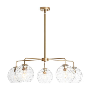 LightFixturesUSA - Clear Hammered Glass Globe 5 - light Round Sputnik Chandelier - Chandelier - Brass - 