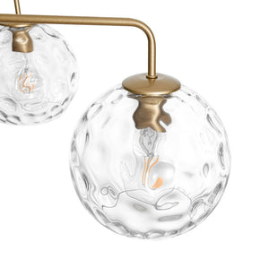 LightFixturesUSA - Clear Hammered Glass Globe 5 - light Round Sputnik Chandelier - Chandelier - Brass - 