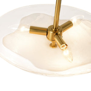 LightFixturesUSA - Cloudy Style Textured Glass Shallow Bowl Round Semi Flush Mount - Ceiling Light - Brass - 