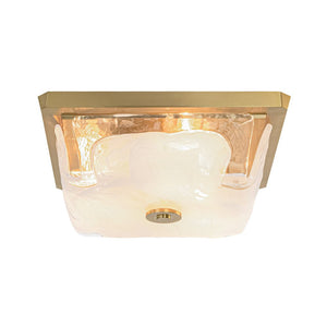 LightFixturesUSA - Cloudy Style Textured Glass Square Flush Mount Ceiling Light - Ceiling Light - Brass - 