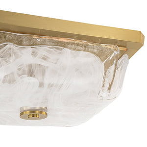 LightFixturesUSA - Cloudy Style Textured Glass Square Flush Mount Ceiling Light - Ceiling Light - Brass - 